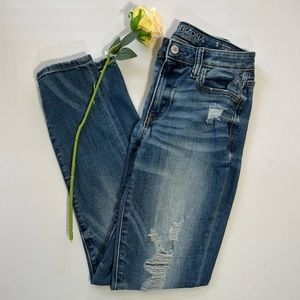 ARIZONA JEAN CO Juniors Hi-Rise Distressed Skinny Jeans, Great Condition, Size 5